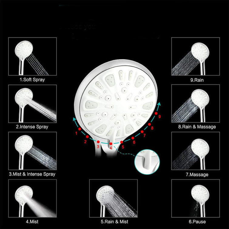 JASODI Rainfall Shower Head with Handheld Combo High Pressure 8+2 MODE